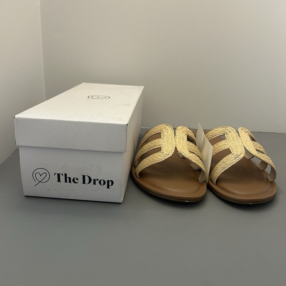 The Drop Women's Size 13 Tan Woven Flat Summer Slip On Vacation Sandal Shoe New